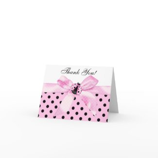 Pink Black Ladybug Thank You Cards card