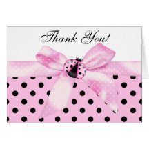 Pink Black Ladybug Thank You Cards