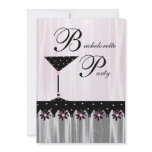 Pink Black Martini Bachelorette Party Invitations