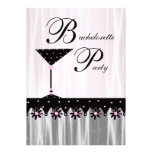 Pink Black Martini Bachelorette Party Invitations
