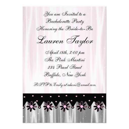 Pink Black Martini Bachelorette Party Invitations