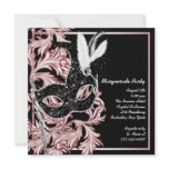 Pink Black Mask Pink Black Masquerade Party Personalized Announcements