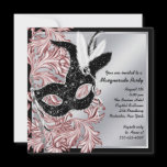 Pink Black Mask Pink Black Masquerade Party Personalized Announcement