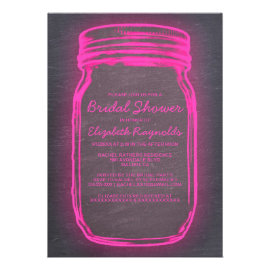 Pink & Black Mason Jar Bridal Shower Invitations Personalized Invitation