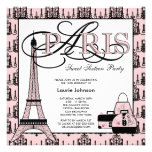 Pink Black Paris Birthday Party Personalized Invitation