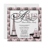 Pink Black Paris Chandelier Sweet 16 Party Personalized Invitation