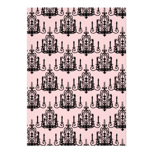 Pink Black Paris Chandelier Sweet 16 Party Invitations