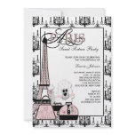 Pink Black Paris Chandelier Sweet Sixteen Party Custom Invites