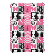 Pink & Black Patchwork iPad Mini Cover