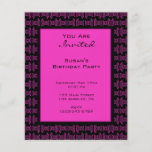 Pink black pattern party flyers