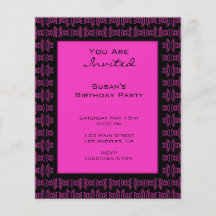 Pink black pattern party flyers
