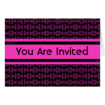 Pink black pattern party greeting cards