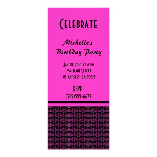 Pink black pattern party invitation
