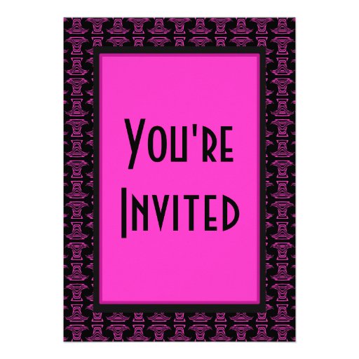 Pink black pattern party personalized invitation