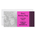 Pink black pattern party photo card template