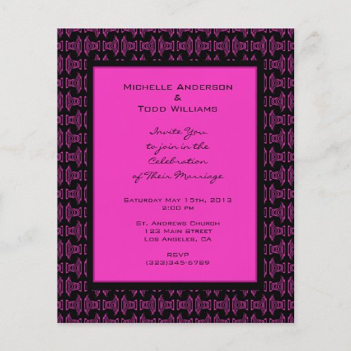Pink Black Pattern Wedding Custom Flyer