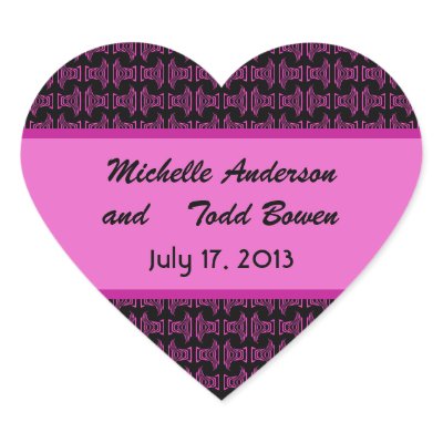 Pink Black Pattern Wedding Sticker