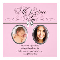 Pink Black Photo Quinceanera Invitations invitations