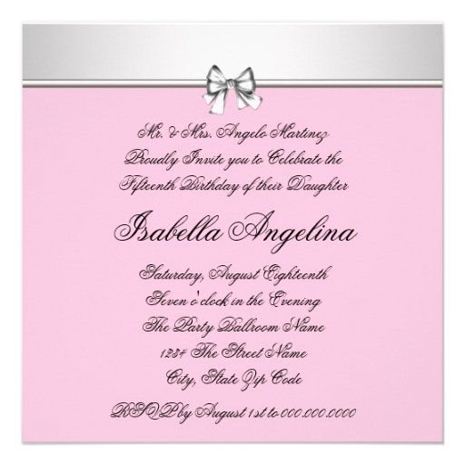 Pink Black Photo Quinceanera Invitations