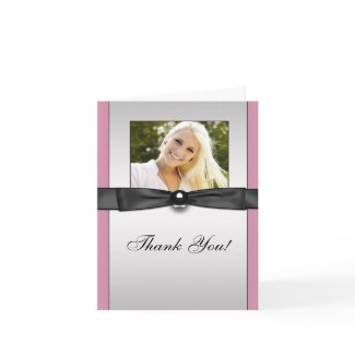 Pink Black Photo Thank You Cards card