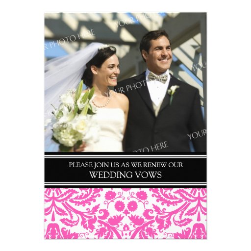 Pink Black Photo Wedding Vow Renewal Invitation