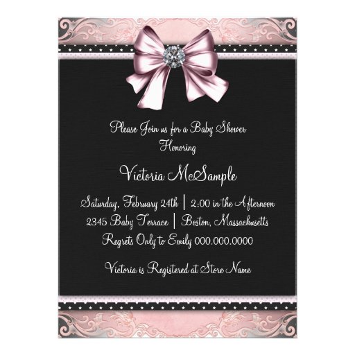 Pink Black Pink Footprints Baby Shower Invite