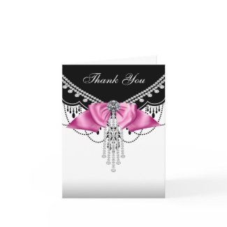 Pink Black Pink Princess Thank You Cards card