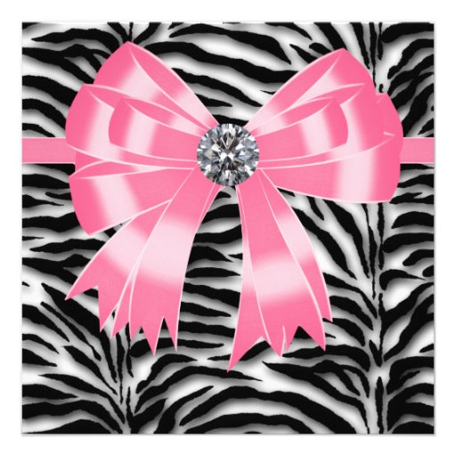 Pink Black Pink Zebra Party Invitation Template