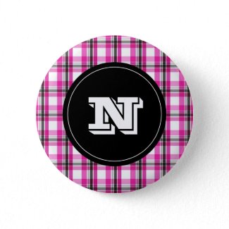 Pink black plaid with "N" monogram