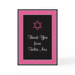Pink & Black Polka Dot Bat Mitzvah Thank You Card