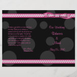 Pink Black Polka Dot Ribbon Bow Wedding Program Flyer