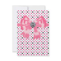 Pink Black Polka Dot RSVP Template Personalized Invitations