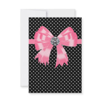 Pink Black Polka Dot RSVP Template Custom Invitations