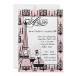 Pink Black Poodle Paris Girls 13th Birthday Party Personalized Invite