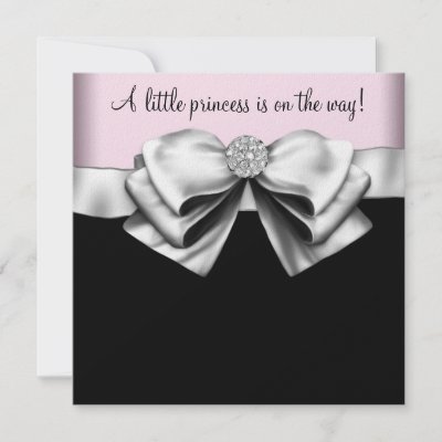 Pink Black Princess Baby Girl Shower Personalized Announcement