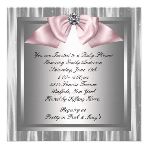 Pink Black Princess Baby Girl Shower Custom Announcement