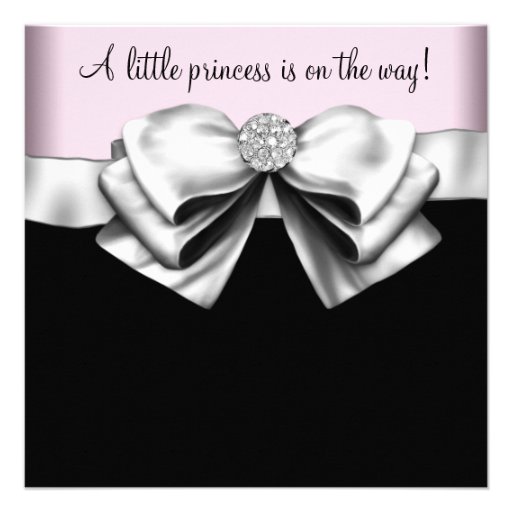 Pink Black Princess Baby Girl Shower Personalized Announcement