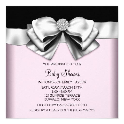 Pink Black Princess Baby Girl Shower Personalized Announcement