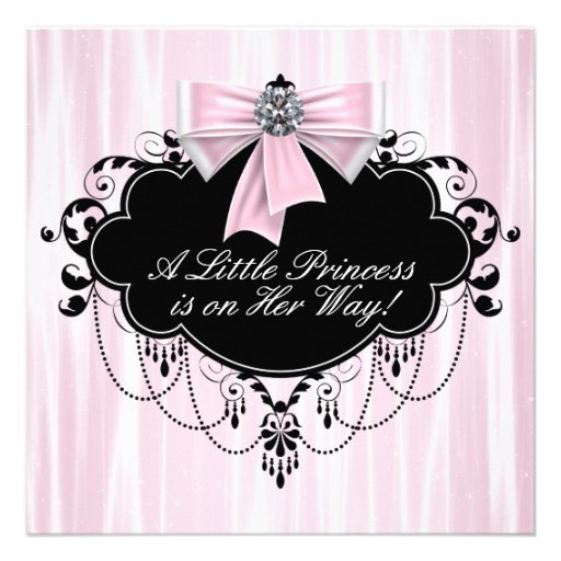 Pink Black Princess Baby Shower Invitations Custom Announcement