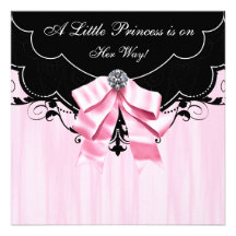 Pink Black Princess Baby Shower Invitations