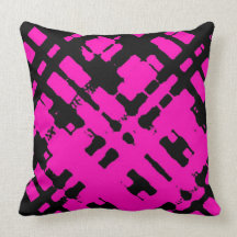 Pink black razberry fashion plaid throw pillow