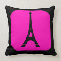Pink black razberry Paris Eiffel Tower pillow