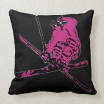 Pink black razberry theme skier throw pillow
