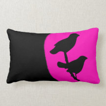 Pink black razberry wild bird fashion pillow