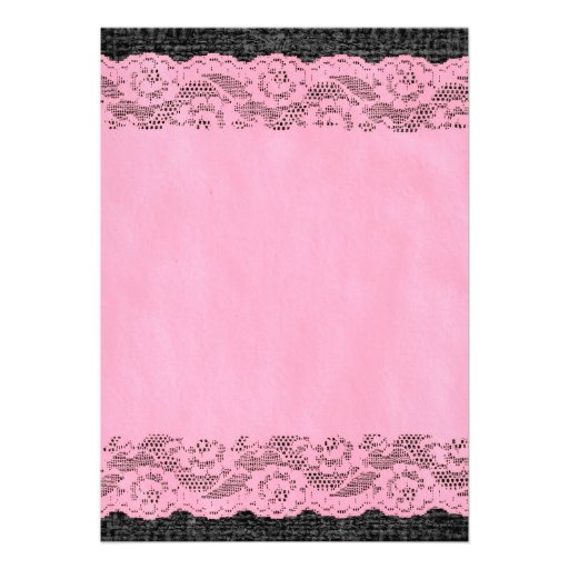 Pink & Black Rustic Lace Bridal Shower Invitations