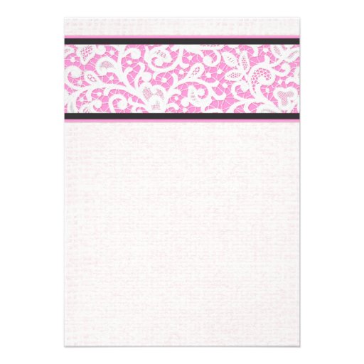 Pink Black Rustic Linen Bridal Shower Invitations