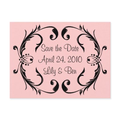 Pink & Black Save the Date Card Post Cards