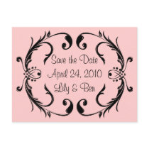 Pink & Black Save the Date Card postcards by JuJuGarden Pink & Black Save the Date Card postcards
