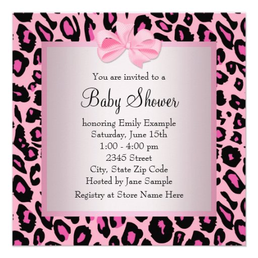 Pink Black Shoes Pink Leopard Baby Girl Shower Personalized Invite
