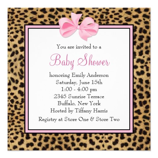 Pink Black Shoes Pink Leopard Baby Girl Shower Personalized Invite